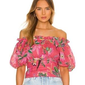 Banjanan pink tropical print blouse size large